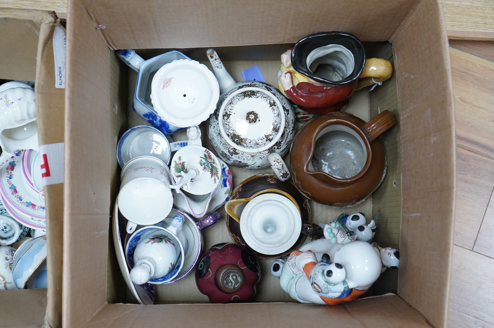 A large collection of various ceramics to include a Ridgways Homemaker plate, Japanese tea set and stoneware jugs